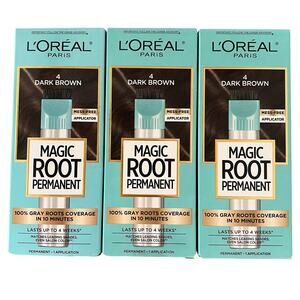 Lot 3 L'Oréal, Magic Root Rescue, 10 Minute Root Coloring Kit, 4 Dark Brown